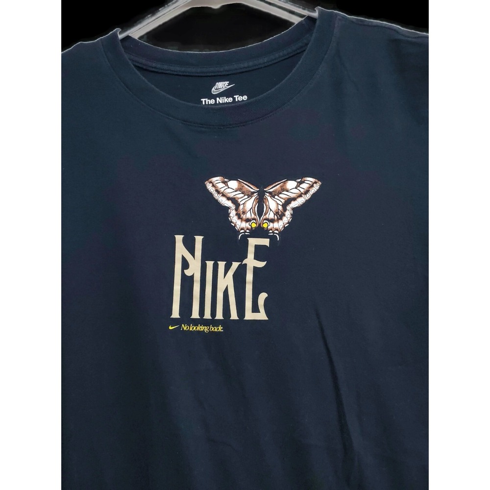 Nike Butterfly Graphic T-Shirt Black No Looking Back Crew Neck Size L